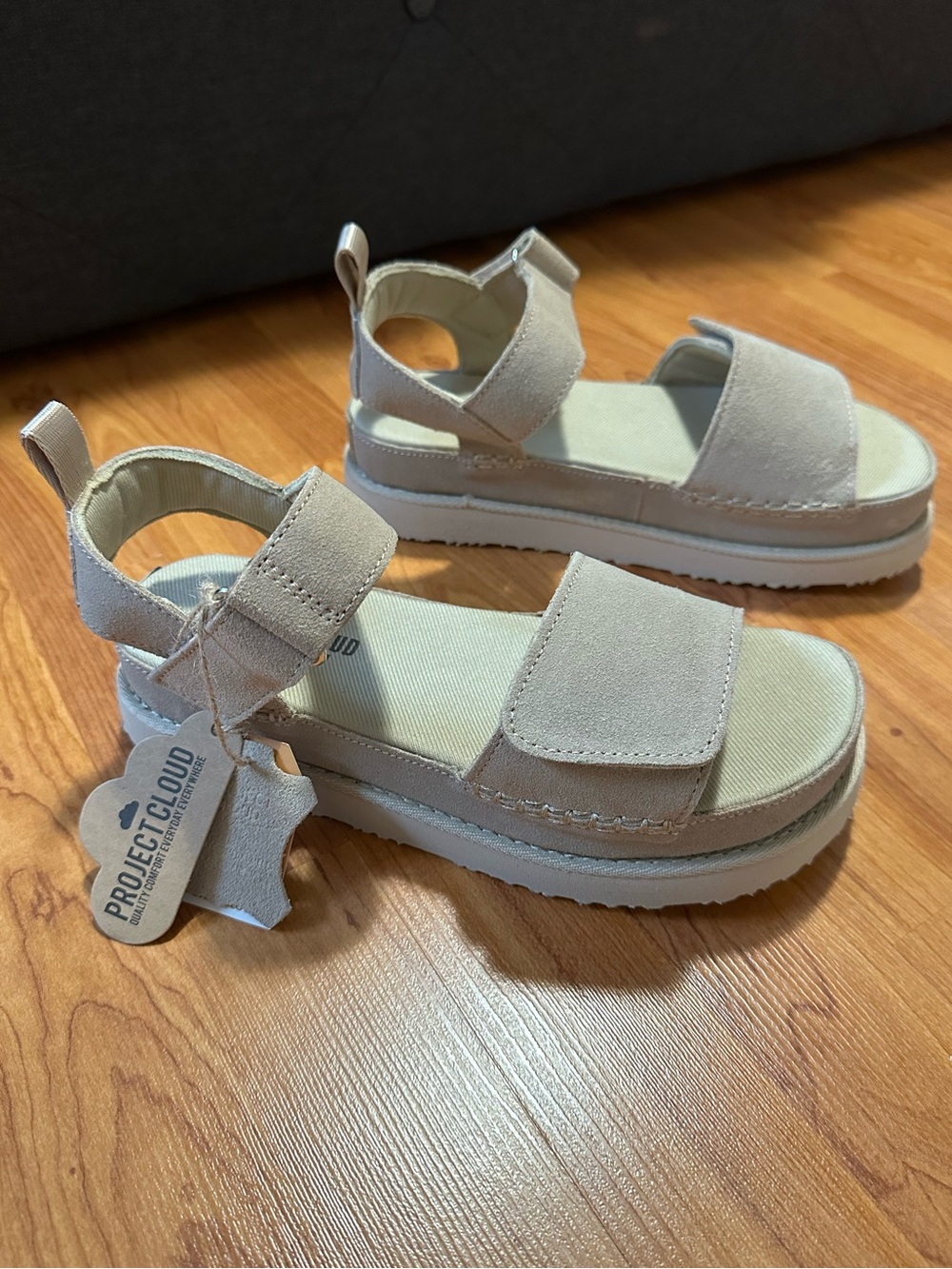 Project Cloud 100% Genuine Leather Platform Sandals - Picture 2 of 7